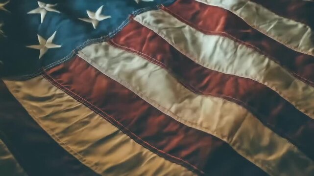 Waving American Flag Close Up Showing Stars and Stripes