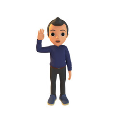 Man Raising Hand 3D Illustration