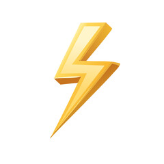 Glossy yellow lightning bolt 3D icon symbolizing energy power flash and electricity