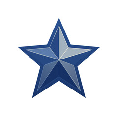 Glossy Blue Star Shape with Faceted Interior Geometric Design