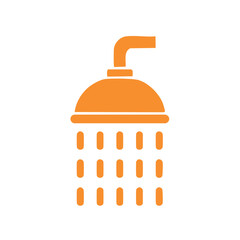 Fototapeta premium Bathroom Shower Head with Flowing Water Illustration in Orange Color