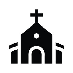 Minimalist Church Illustration Featuring a Prominent Cross Simple and Elegant Design