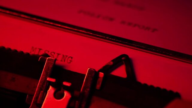 Missing Person Report Typed on Old Typewriter