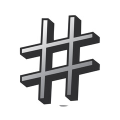 Obraz premium Three Dimensional Dark Hashtag Symbol Illustration Isolated