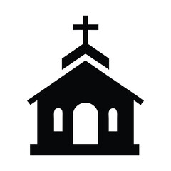 Simple Black and White Church Silhouette Illustration Graphic Design