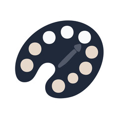 Obraz premium Art Palette with Brush and Colorful Paint Dots Isolated Graphic