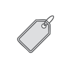 Fototapeta premium Minimalist hand-drawn price tag icon. Blank grayscale shopping label for retail and sale concepts.