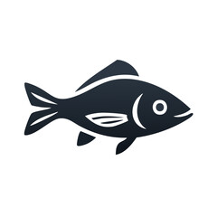 Stylized Freshwater Fish Illustration, Simple Icon of Common Fish with Fins and Eye