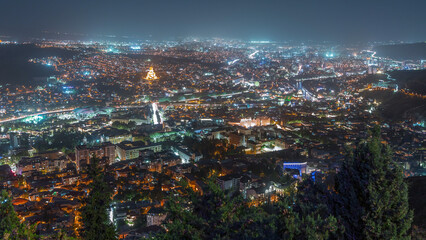 Tbilisi cityscape at twilight, Georgia day to night transition timelapse. © HyperlapsePro