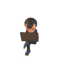 Man Using Laptop 3D Illustration