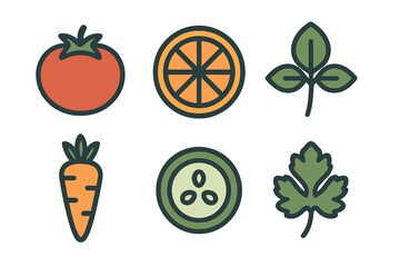 Colorful set of healthy food ingredients: vegetables and citrus fruit