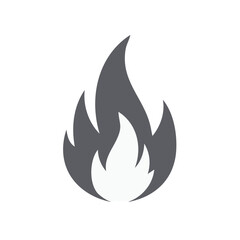 Graphic Icon Depiction of Fire Flames with Gray Outline and White Center Emitting Warmth