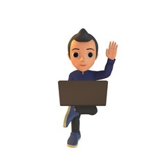 Man Using Laptop 3D Illustration