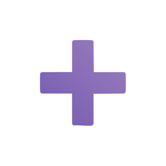 Obraz premium Simple plus sign illustration in purple against white, symbol of addition, positive reinforcement and cross shape with soft gradient