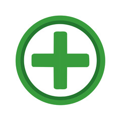 Obraz premium Green Plus Sign Encased in Circle Health Addition Positivity