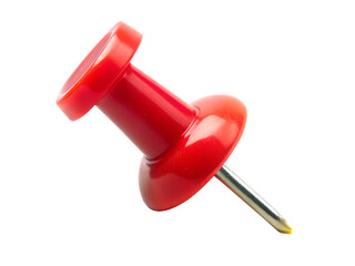 A single red push pin isolated on transparent background