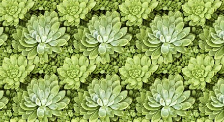 Seamless organic pattern of a succulent leaf arrangement showing beautiful rosette forms and waxy textures