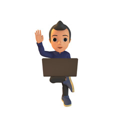 Man Using Laptop 3D Illustration