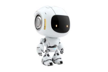 Cute white robot character isolated on transparent background
