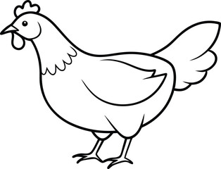 Hen Line Art Icon Vector, Hen Outline Vector Icon Design.