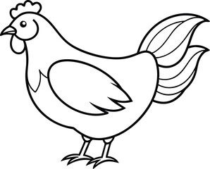Hen Line Art Icon Vector, Hen Outline Vector Icon Design.