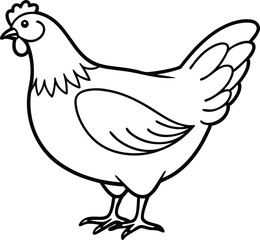 Hen Line Art Icon Vector, Hen Outline Vector Icon Design.