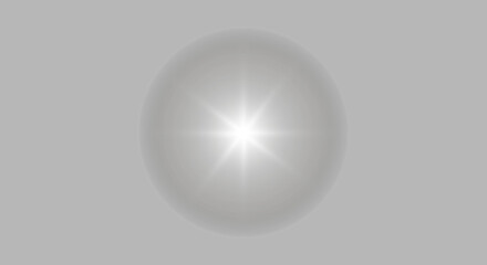 Soft Glowing Orb with Central Starburst Lens Flare Overlay - Bright White Circular Light Effect