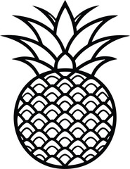 Obraz premium Pineapple Outline Vector Icon Isolated, Simple Pineapple Outline for Design.