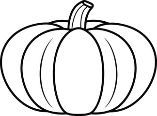 Simple black and white outline drawing of a pumpkin, Minimalist Pumpkin Line Art Fall Decor.


