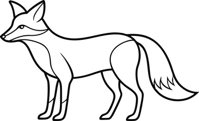 Fox Outline Vector Illustration, Minimalist Fox Line Art Vector, Cunning Fox Silhouette Outline Vector Art

