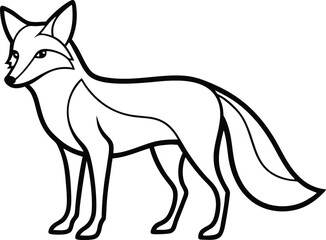 Fox Outline Vector Illustration, Minimalist Fox Line Art Vector, Cunning Fox Silhouette Outline Vector Art

