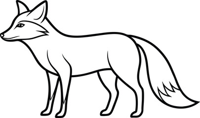 Fox Outline Vector Illustration, Minimalist Fox Line Art Vector, Cunning Fox Silhouette Outline Vector Art

