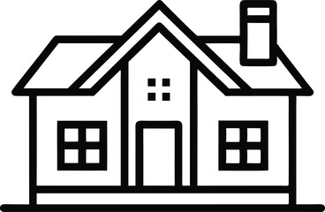 Simple Home Outline Symbol Vector Illustration. Minimalist House Outline Black Line Art.

