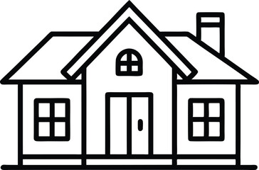 House Outline Icon Black Vector Isolated, Black House Line Icon on White Background