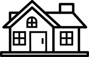 House Outline Icon Black Vector Isolated, Black House Line Icon on White Background