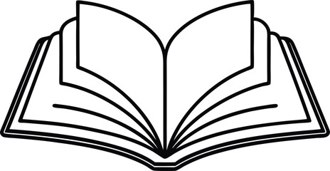 Open Book Line Art Vector Illustration, Continuous Line Drawing of Open Book Vector. 