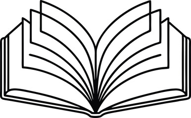 Open Book Line Art Vector Illustration, Continuous Line Drawing of Open Book Vector. 