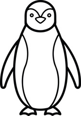 Cute Baby Penguin Outline Vector, Christmas Penguin Silhouette Vector Outline