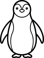 Cute Baby Penguin Outline Vector, Christmas Penguin Silhouette Vector Outline