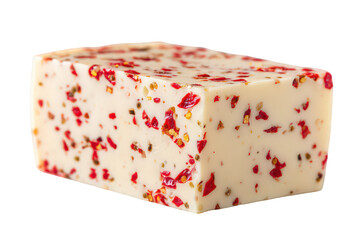 Block of Cheese with Red Pepper Flakes on a Transparent Background