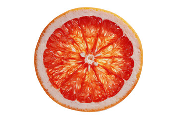 Vibrant Red Grapefruit Slice On Transparent Background Close Up View