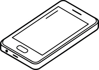 Phone Outline Vector Icon, Minimalist Mobile Phone Line Art 