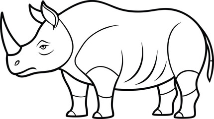 Rhino Outline Vector, Rhinoceros Outline Vector Illustration, Geometric Rhino Outline Vector Art.