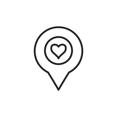 Favorite Location Pin with Heart UI UX Line Icon