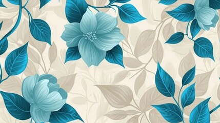 Floral Seamless Pattern with Blue Flowers