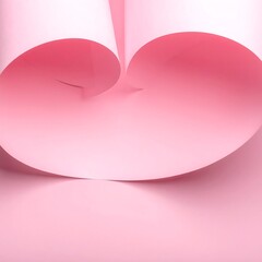 Pink paper curves into a heart shape