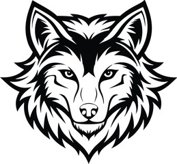 Wolf Head Outline Vector, Minimalist Wolf Head Line Art, Simple Wolf Head Outline Illustration.