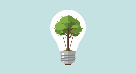 Tree Inside Lightbulb Conceptualizing Environmental Solutions And Innovation