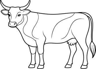 Ox Outline Vector, Black and White Ox Outline, Bull Outline Vector Art, Ox Outline Silhouette Vector Illustration.

