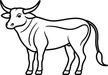 Ox Outline Vector, Black and White Ox Outline, Bull Outline Vector Art, Ox Outline Silhouette Vector Illustration.


